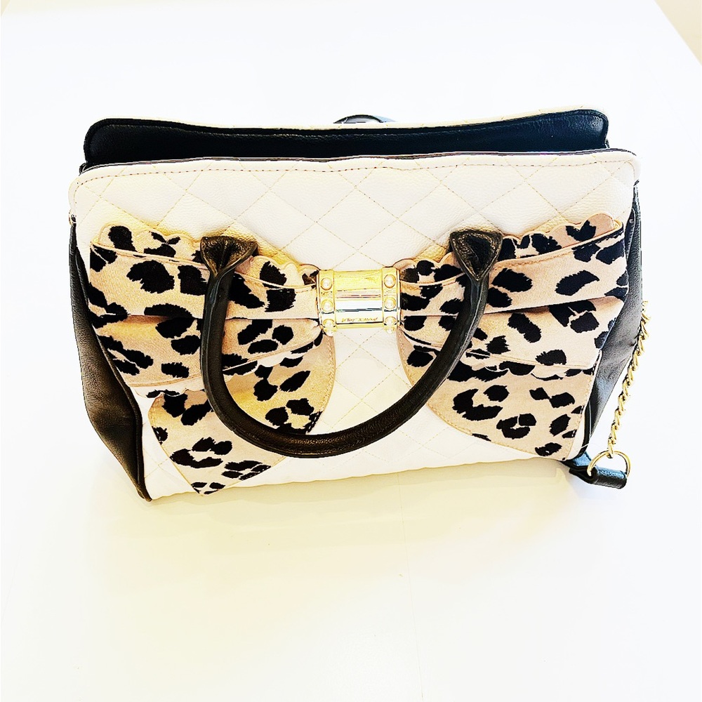Betsy Johnson Leopard Bow Nanza large Satchel